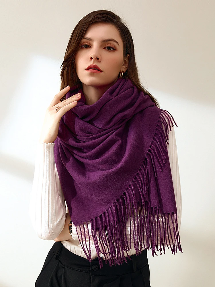 Imitation Cashmere Women Winter Scarf Basic Solid Tassel Wrap Shawl Femme Bandana Stoles Bufandas Foulard Hijab Femme Musulman