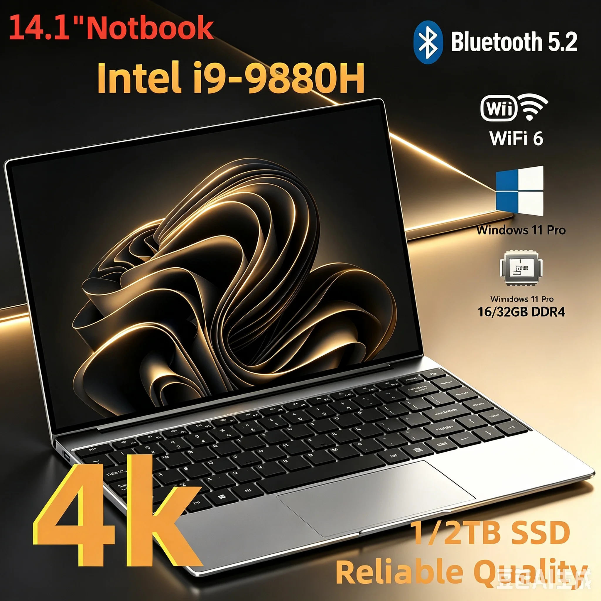 New 14.1' Ultra Slim Laptop Intel Core I9-9880H 32GB RAM 2TB SSD 1920*1080  Gaming Office Study Home Use