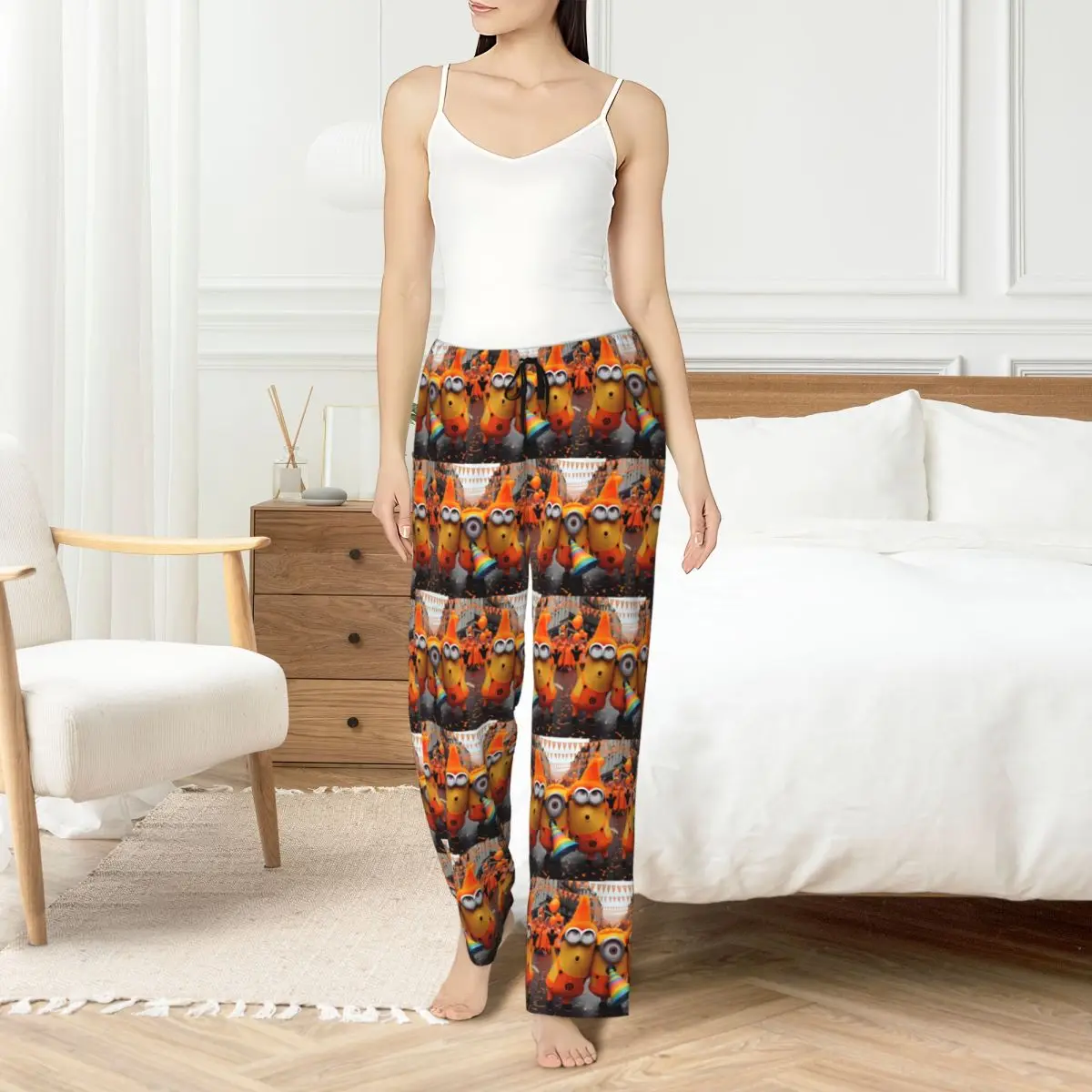 

Custom Printed Women's M-Minions Pajama Pants Yellow Capsule-Shaped Sleepwear Sleep Lounge Bottoms with Pockets