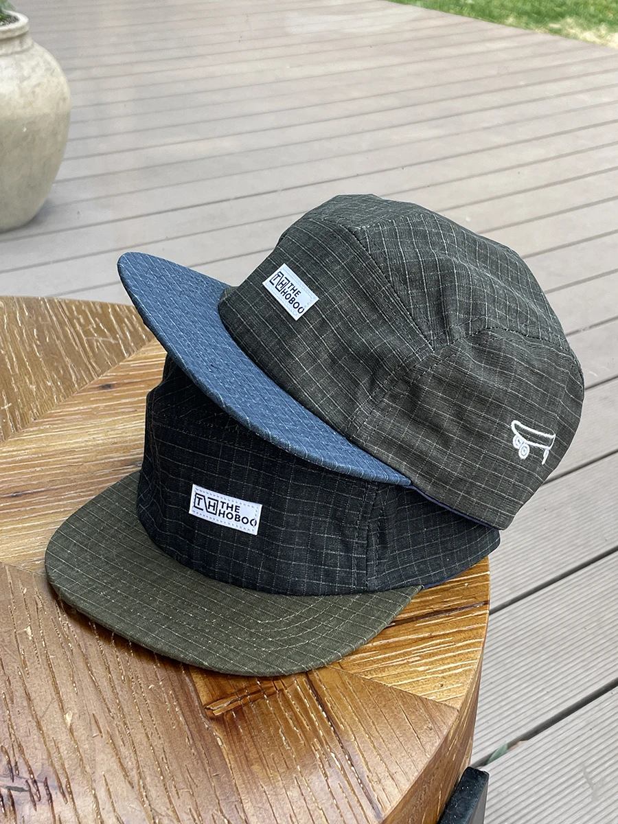 Splicing retro flat brim baseball hat female spring summer couple street wide edge matching cap male