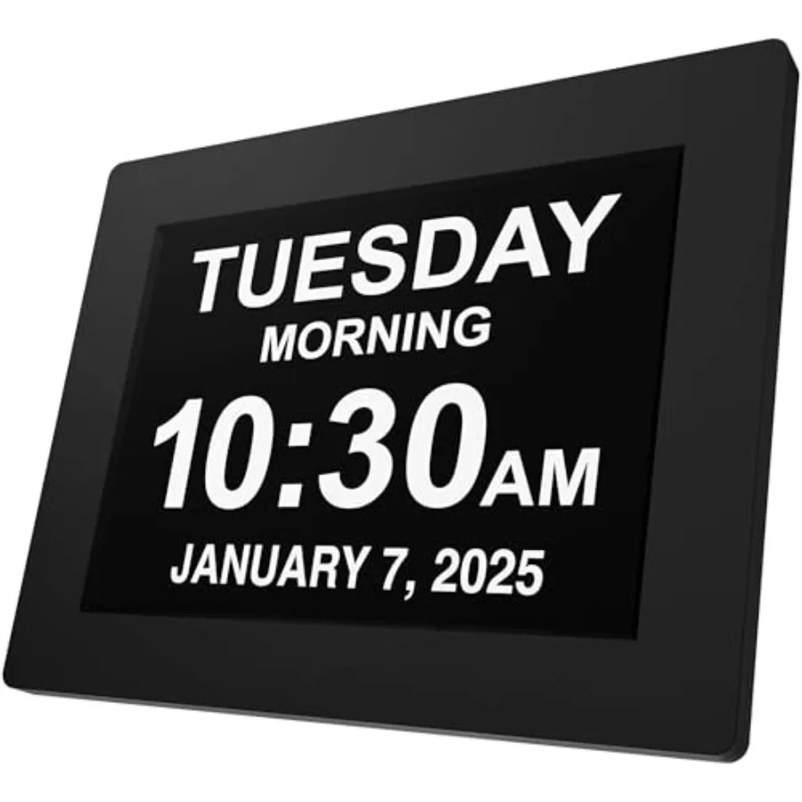 

Large Digital Clock for Seniors,,, with Day and Date, Customizable Alarms, Auto-Dimmg, Multi-Language Support, Battery Backup,