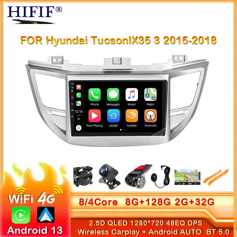 

2din Android 13 Car Radio Multimedia Video Player Navigation GPS For Hyundai Tucson/IX35 3 2015-2018 Head Unit Carplay