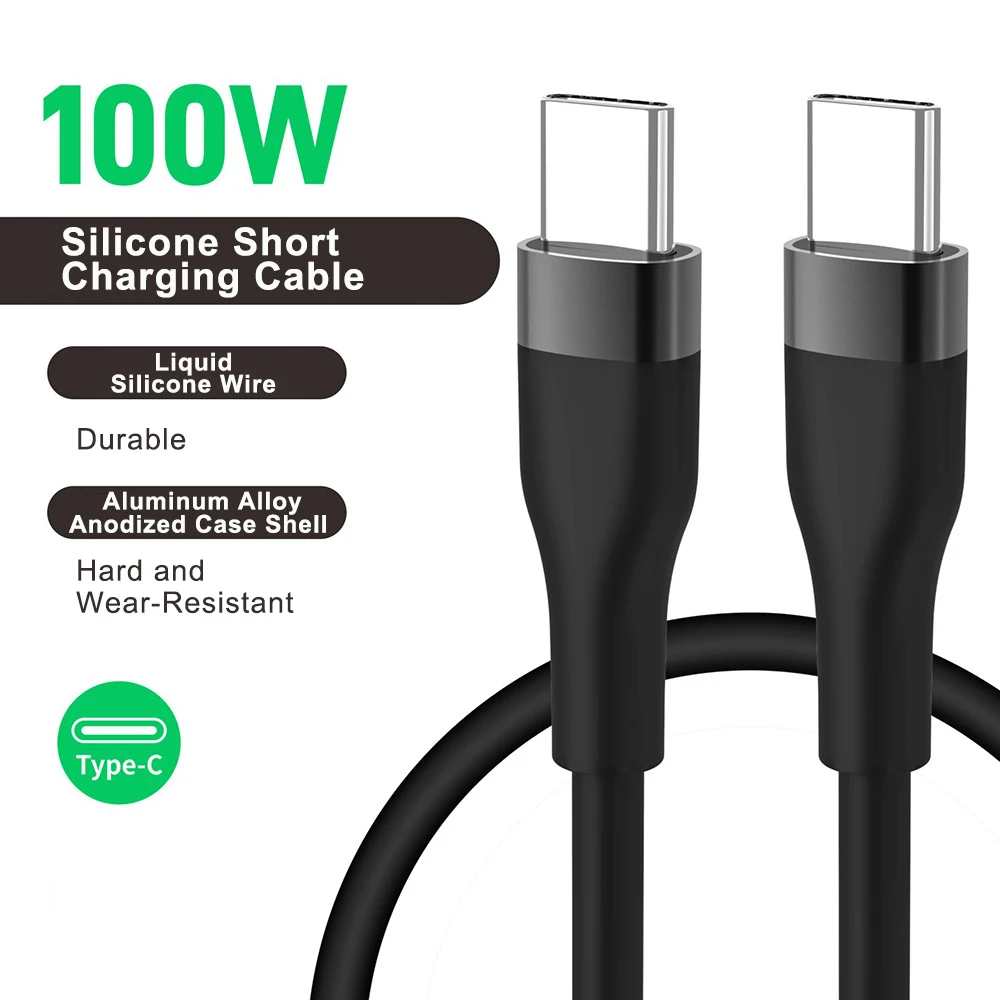 Cavo corto da USB C a USB C, cavo di ricarica portatile di tipo C Cavo di ricarica rapido in silicone liquido per iPhone 17/16, Samsung Galaxy S21