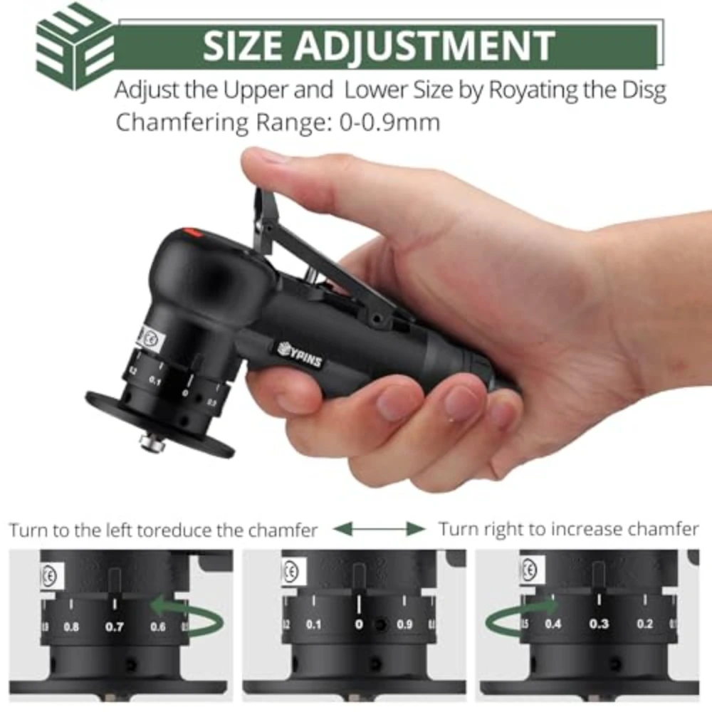 EYPINS Air Chamfer Tool, Mini Pneumatic Chamfering Machine for Metal Wood Steel Brass Acrylic, 45 Degree Arc, 30000 RPM 1/4"