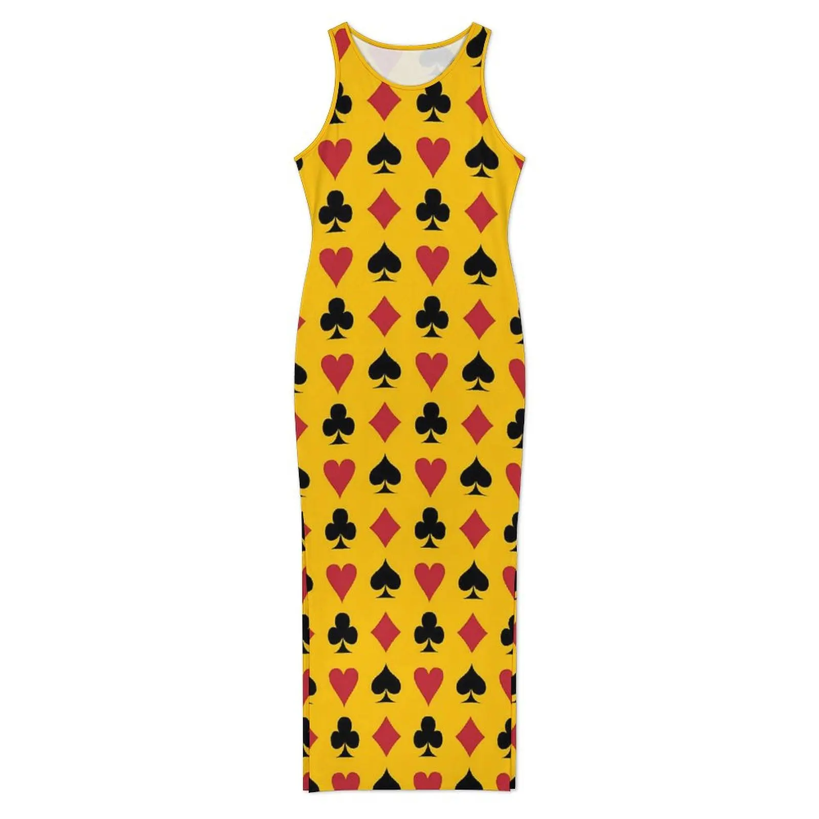 여자 카드 놀이 드레스 다이아몬드와 하트 패션 Bodycon 드레스 여름 민소매 슬림 섹시한 맥시 드레스 특대 Vestidos
