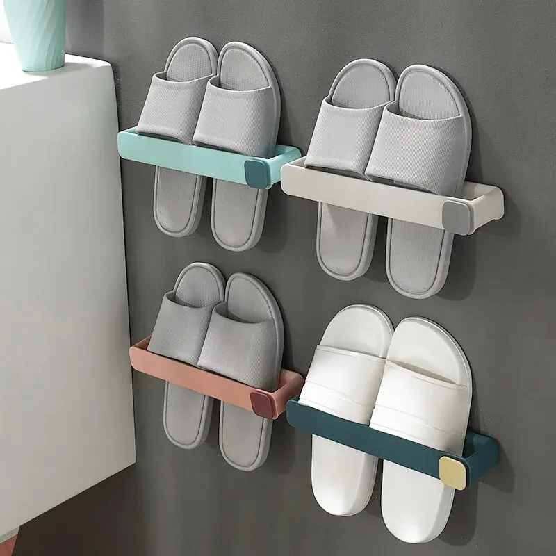 Bathroom Slipper Shelf No Punching Wall Mounted One Piece Shoe Rack Space Saving Shelf Bathroom Hanging Bathroom Slipper Shelf N image 3
