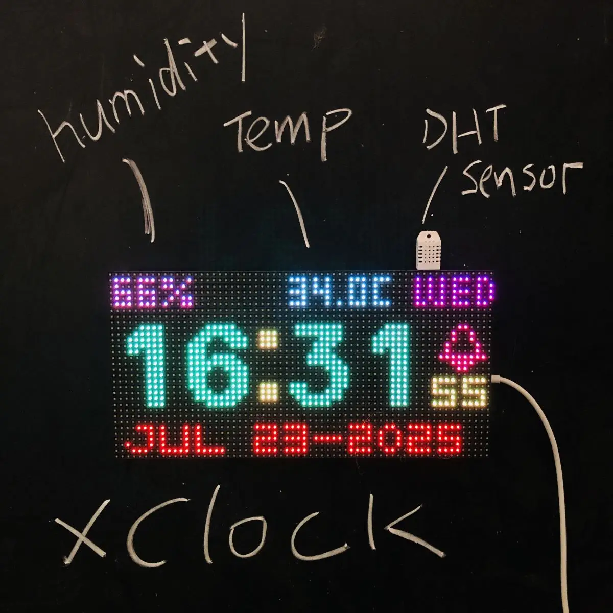 

Digital Clock Local Temperature and humidity display Colorful Led Mobile Phone control Alarm Clock