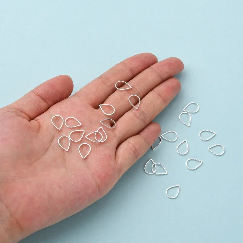 100pcs Brass Linking Rings Teardrop Silver Color Plated about 7mm wide 11mm long 1mm thick