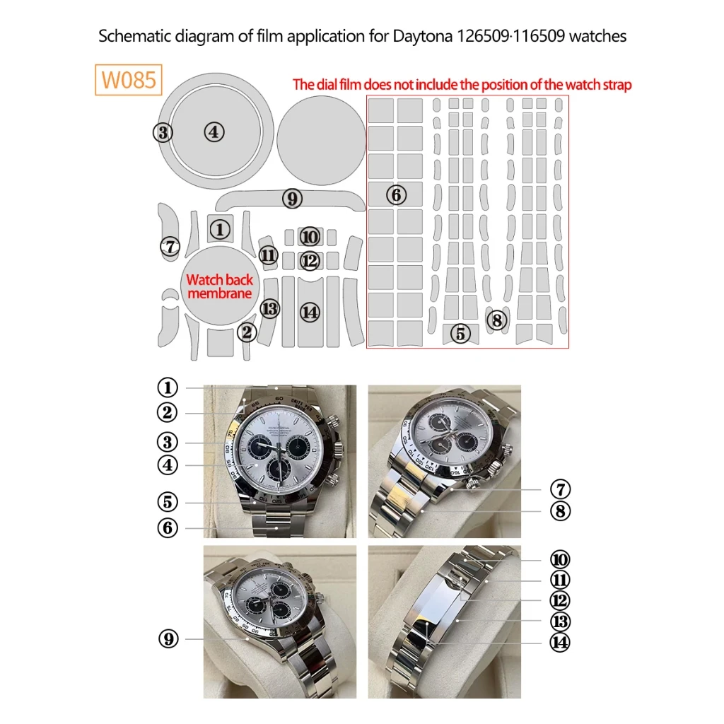 Watch Film for Rolex Daytona 126509 Full Set Self-healing Anti-scratch Waterproof Protective Film