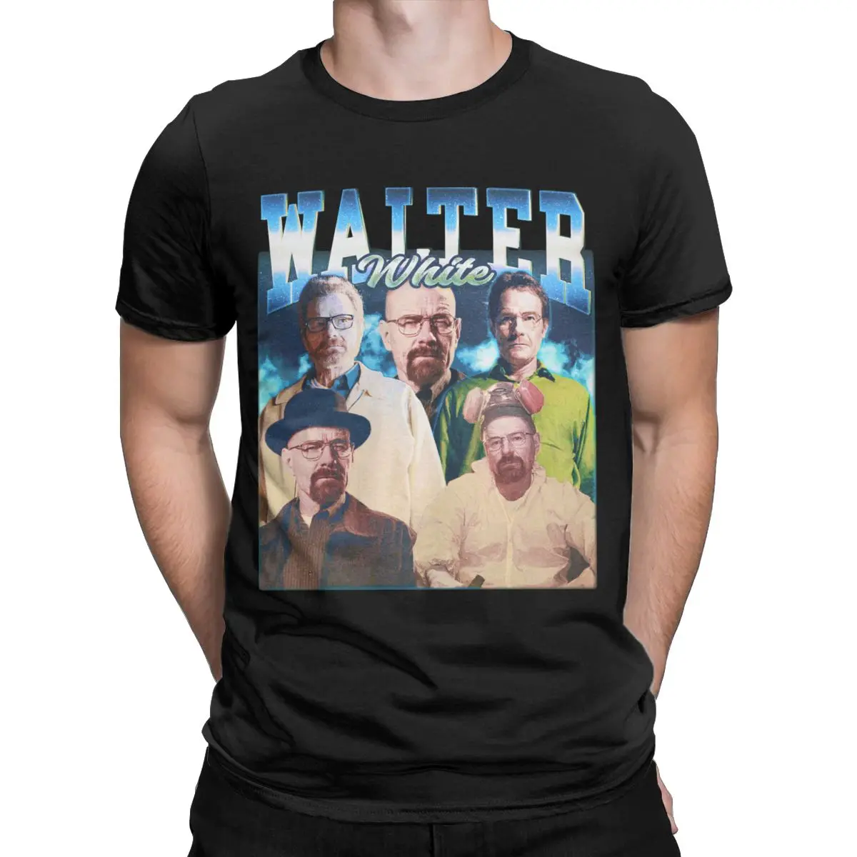 Men\'s Walter White 90s Rap Style T Shirts Breaking Bad Cotton Clothes Funny Short Sleeve Round Neck Tee Shirt Plus Size T-Shirt