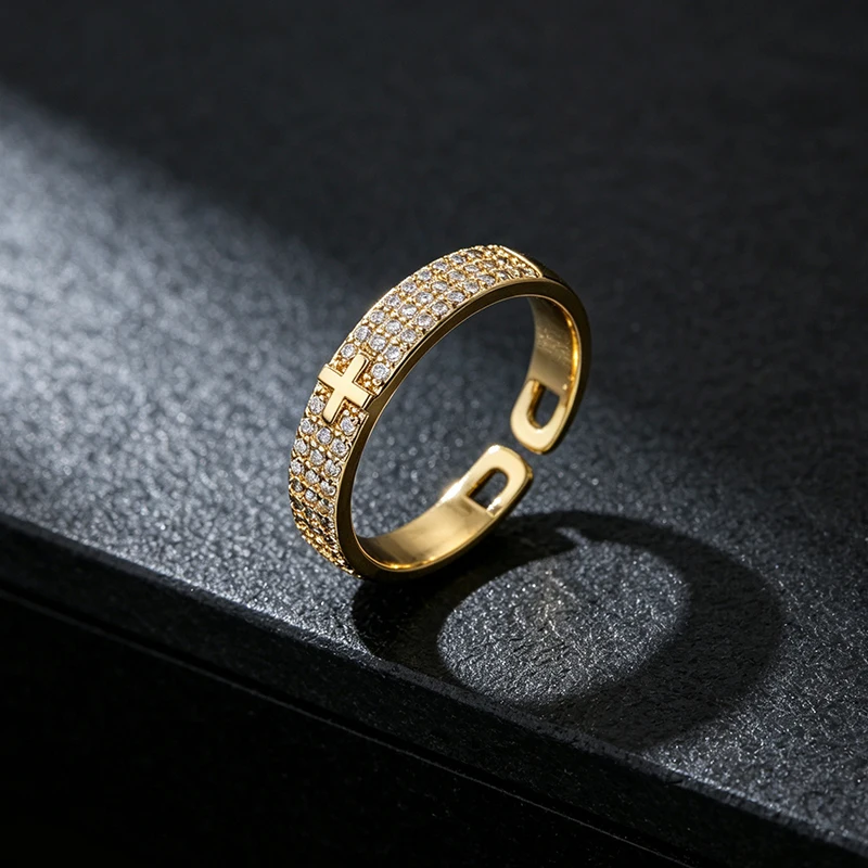 GANPUP Elegante Funkelnde Zirkon-Kreuzringe, Verstellbare Fingerringe für Damen, Modischer Schmuck, Neues Geschenk für Party und Urlaub. – Detail 5