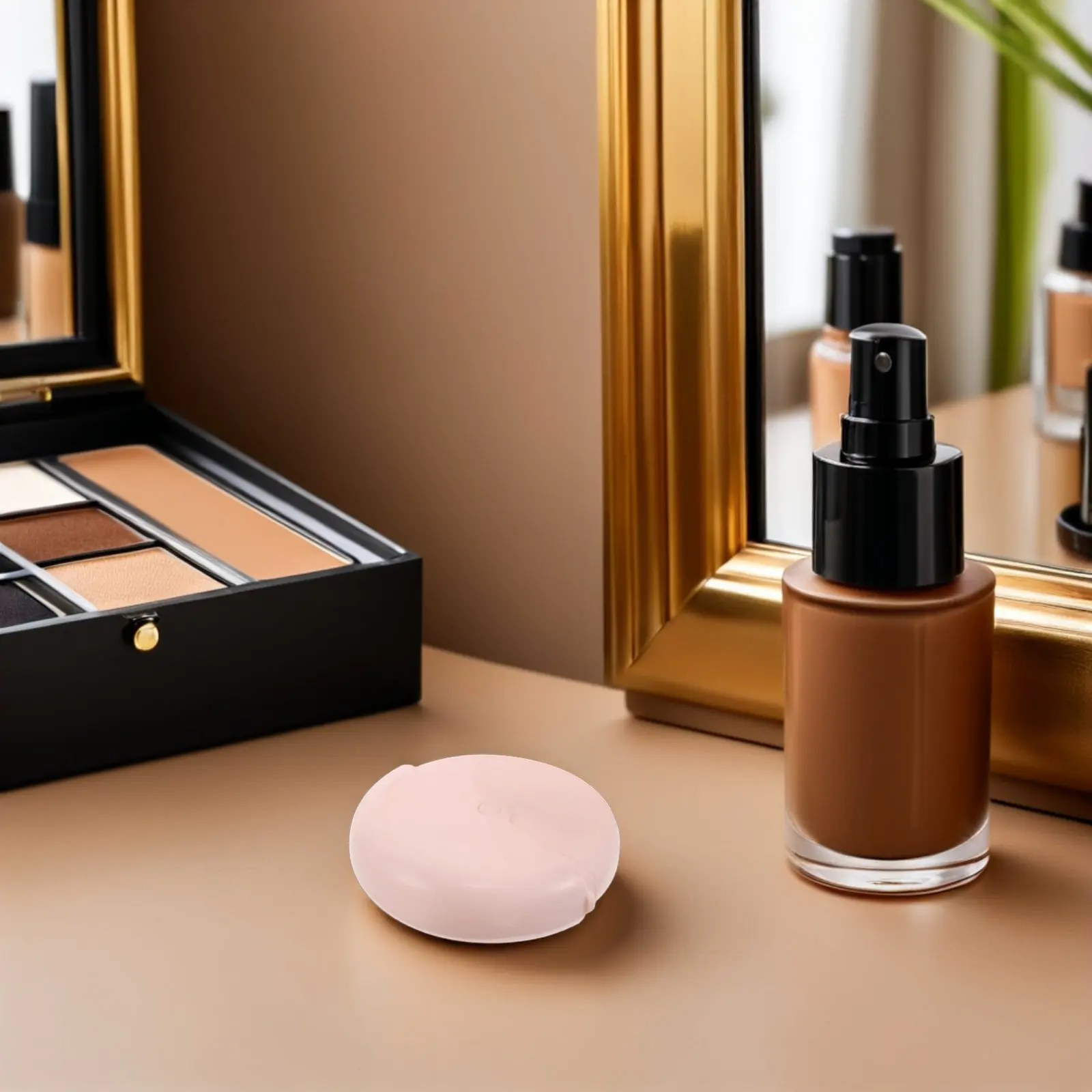 2Pcs Wave Shape Foundation Brush Rotatable Cap Liquid Makeup Brushes Full Coverage Flat Top Face Makeup Applicator Professional