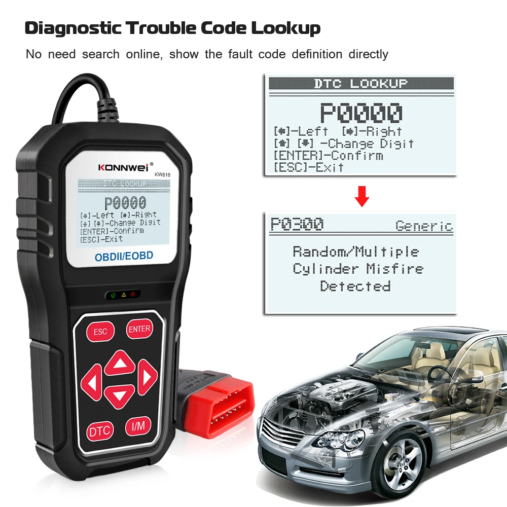 KONNWEI جديد KW818 Obd 2 ماسح ضوئي للسيارة Obd2 السيارات السيارات ماسح ضوئي تشخيصي أداة محرك Fualt رمز القارئ أدوات Odb للسيارات #5