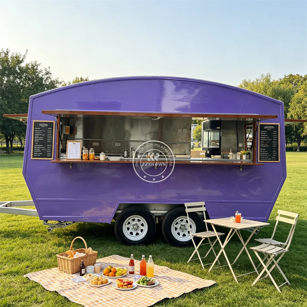 

Custom Mobile Fast Food Trailer Outdoor Coffee Shop Trailer Concession Snack Food Truck With Full Kitchen