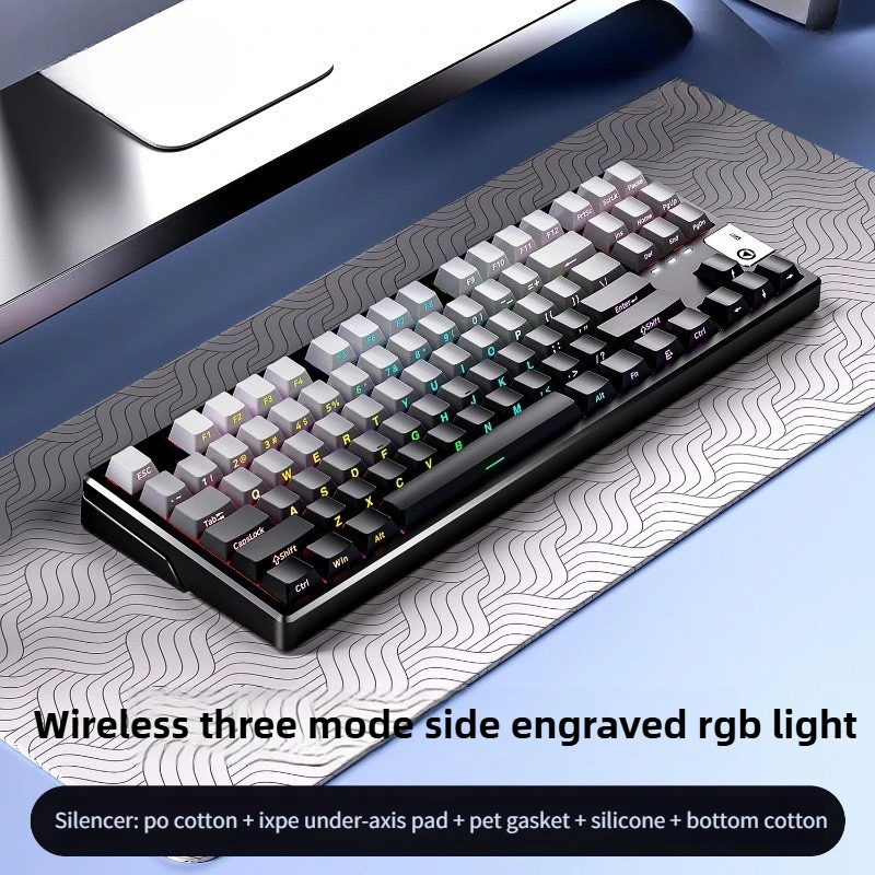

Side Engraving Wireless Bluetooth Threemode Mechanical Keyboard 87 Keys RGB Backlight Custom Wired Suitable for GameOfficeTyping
