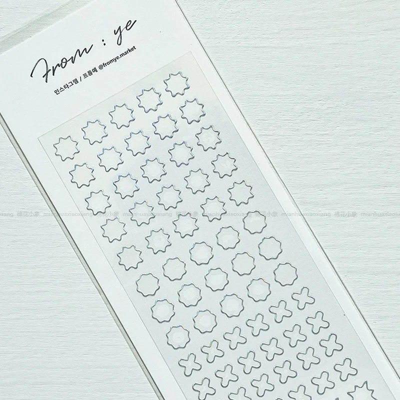 Transparent Laser Gold Silver Star Love Round Series Decorative PVC Laser Stickers Scrapbooking Stick Stationery Sticker