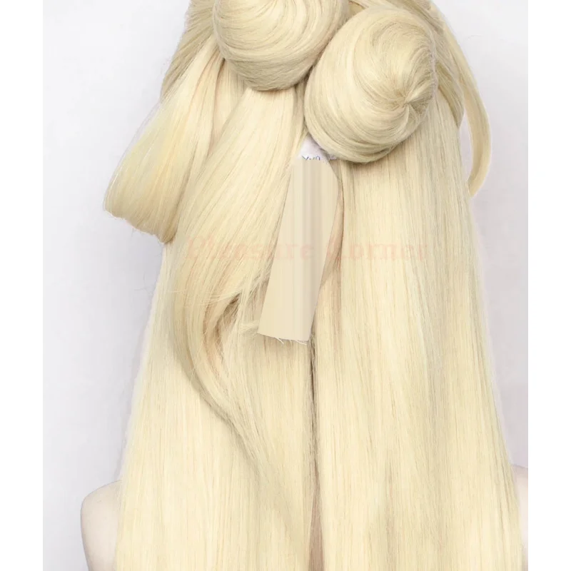 Genshin Impact La Signora Cosplay Wig High Quality 120cm Long Light Golden Synthetic Wigs Role Playing Props UY8081