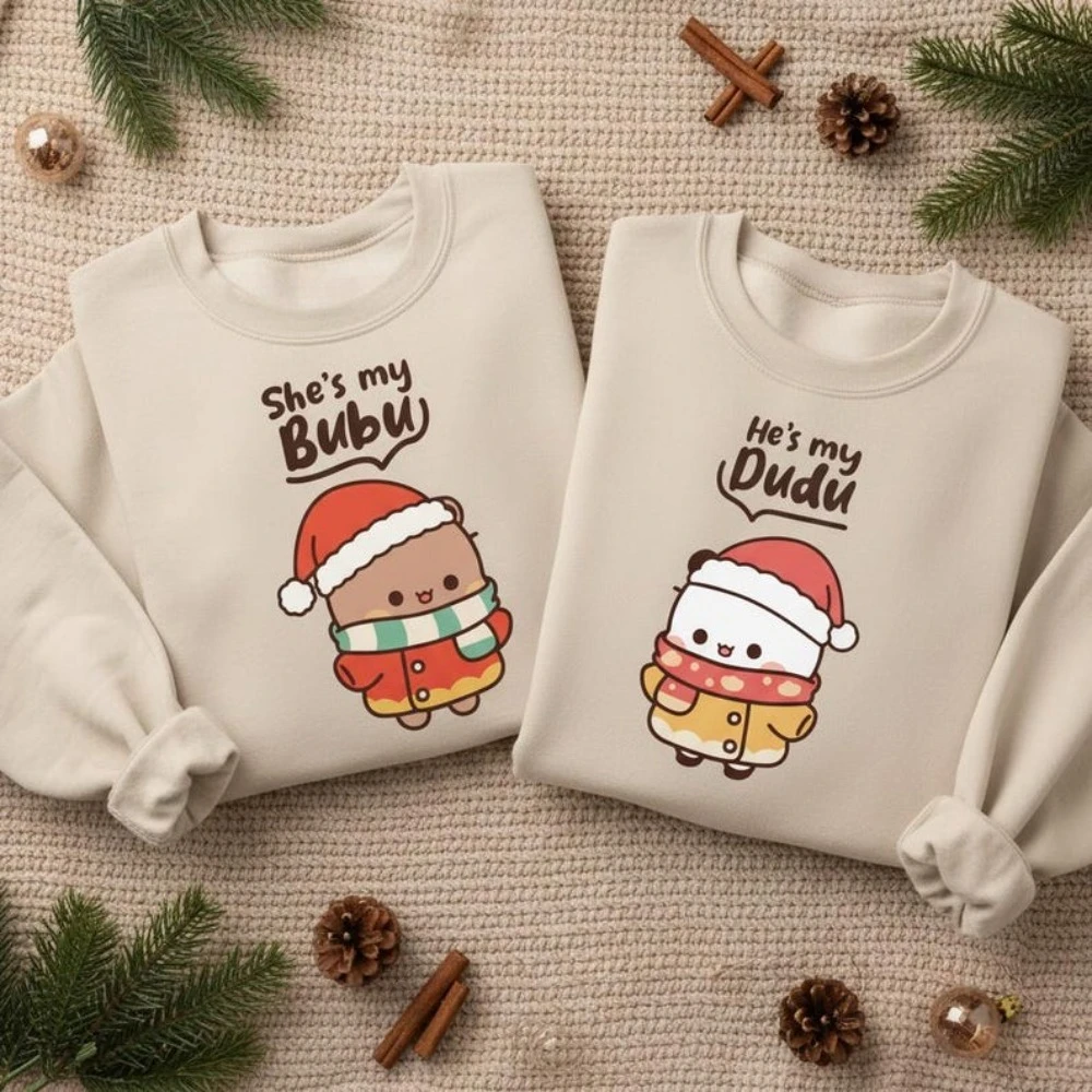 She’s My Bubu He’s My Dudu Süßes Paar Urlaubspullover Bubu Dudu Weihnachts-Sweatshirt Passendes Outfit Männer Frauen Freizeitkleidung