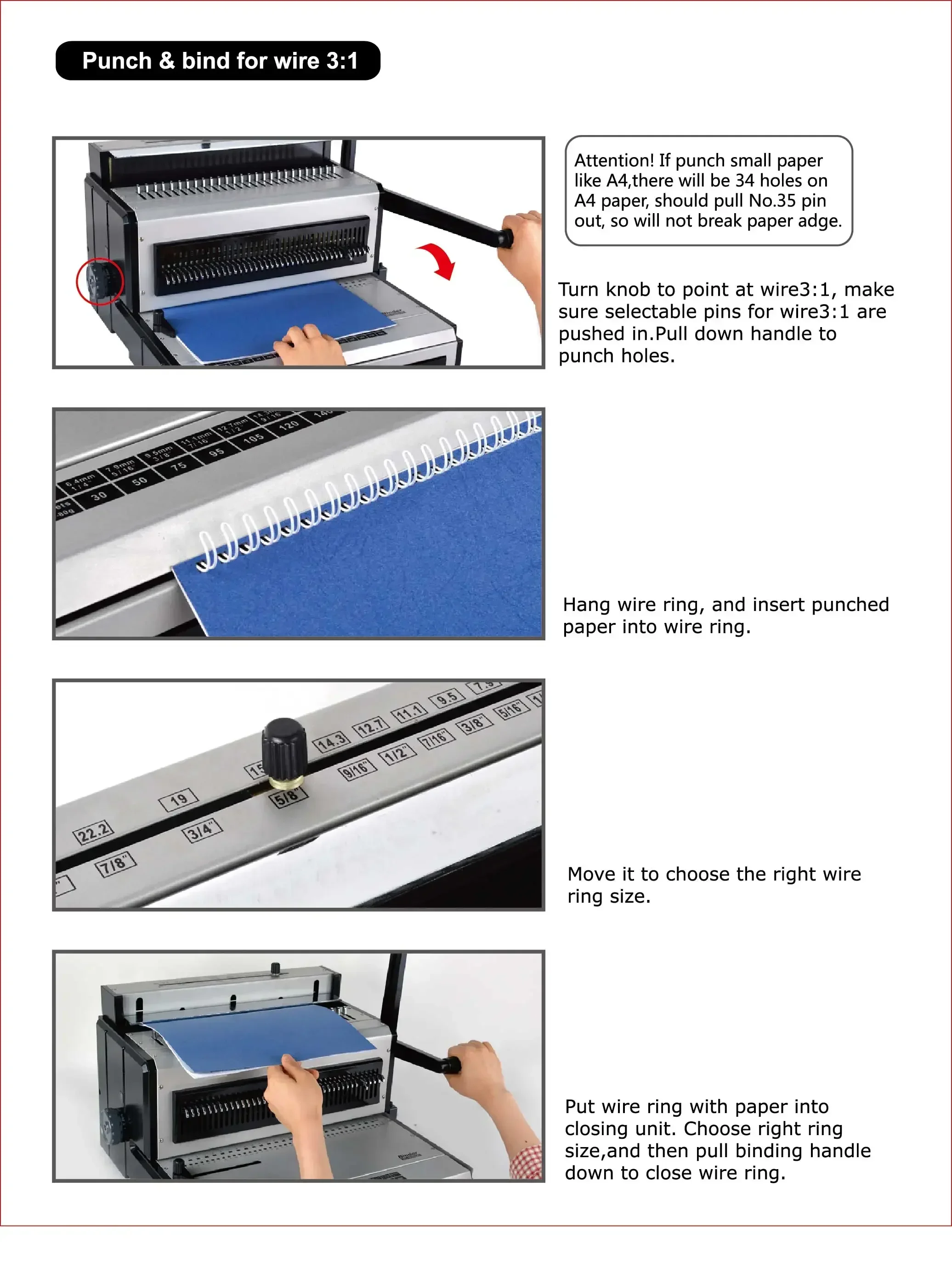 CYTT2930 Wire 3 1 and wire2 1 2-in-1 punching and binding machine Multi-functional binding machine for 25 sheets 70g paper