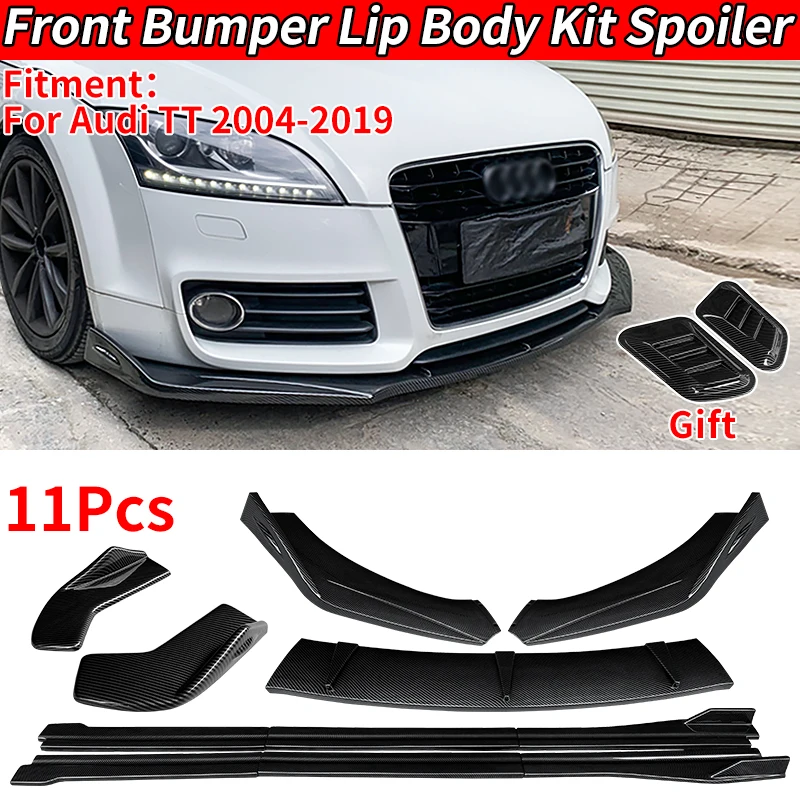 For Audi TT 2004-2019 New Adjustable Car Front Bumper Lip Body Kit Chin Spoiler Protector Side Skirts Extensions Rear Wrap Angle