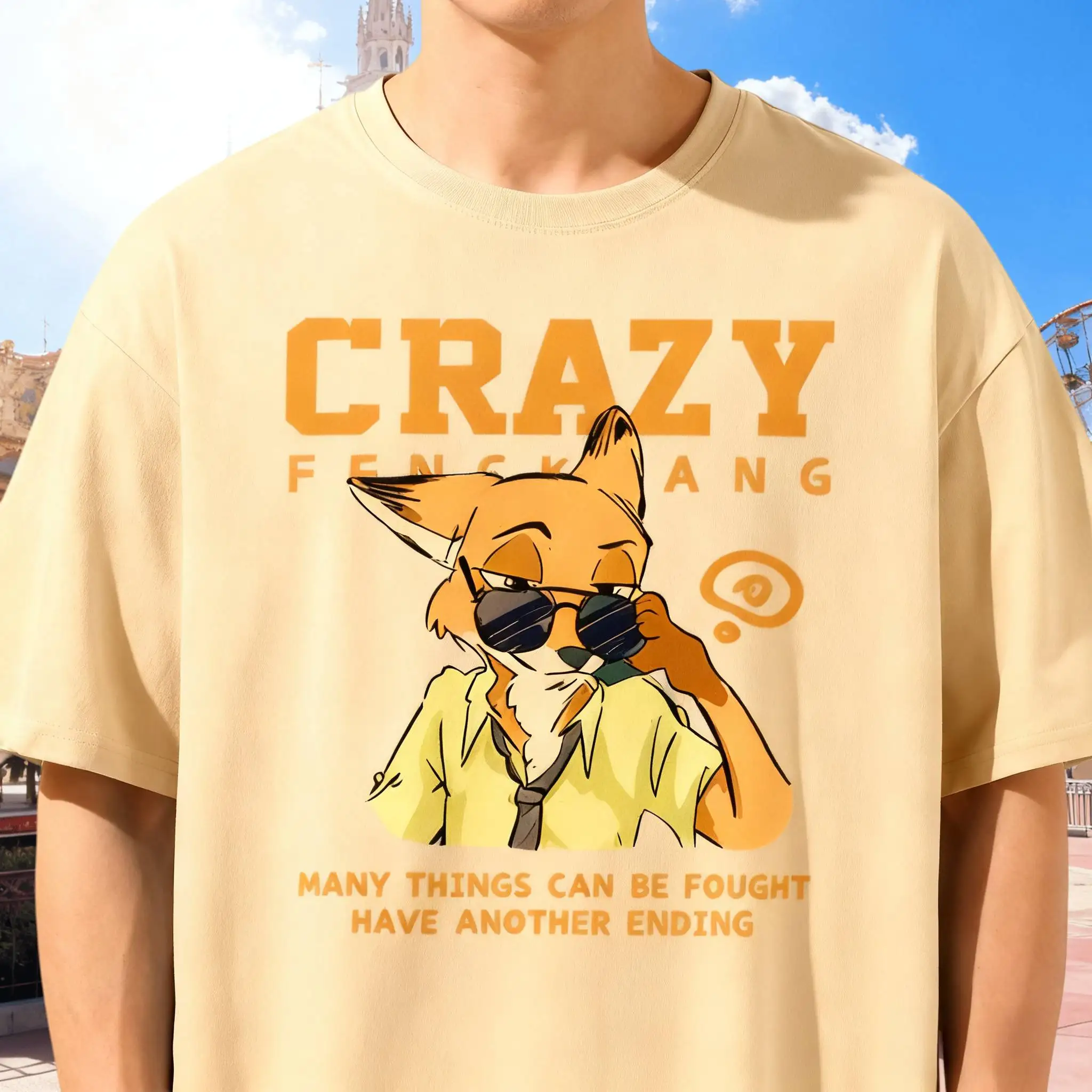 2025 جديد ديزني Zootopia جودي نيك طباعة القطن الخالص تي شيرت عادية وتنفس طاقم الرقبة مناسبة لكل من الرجال والنساء #2