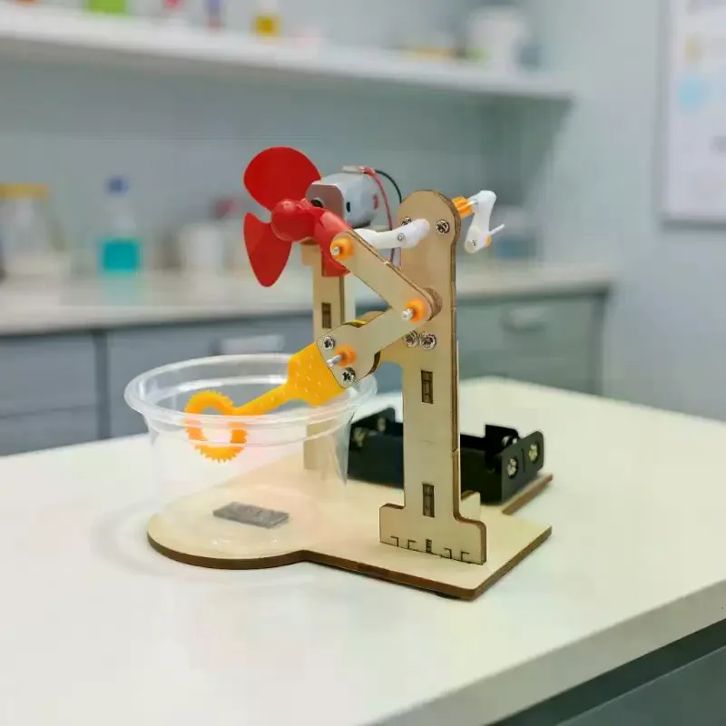 1 مجموعة ألعاب التعلم المبكر التكنولوجيا خشبية DIY اليد مكرنك آلة فقاعة لعبة للأطفال العلوم تجربة وسائل تعليمية #5