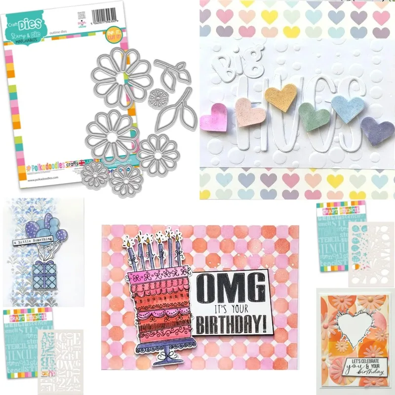 Troqueles de corte de metal y plantillas con diseños de flor, corazón y etiqueta, para DIY, álbumes de recortes, tarjetas de papel, álbumes hechos a mano y tarjetas con estampado
