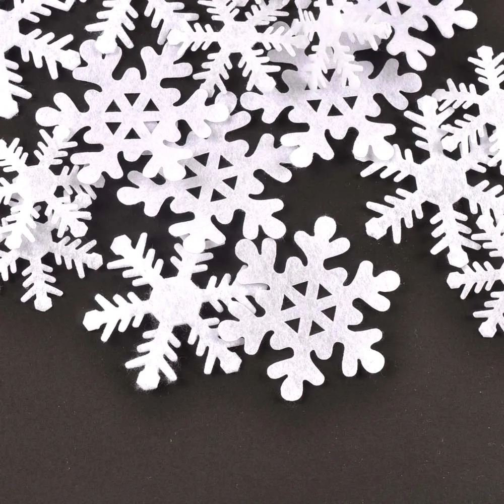 50 pz Decorazioni Di Natale Bianco Poliestere Artificiale Fiocco di Neve Feltro Applique Per Il FAI DA TE Capodanno Festa Ornamento Albero di Natale