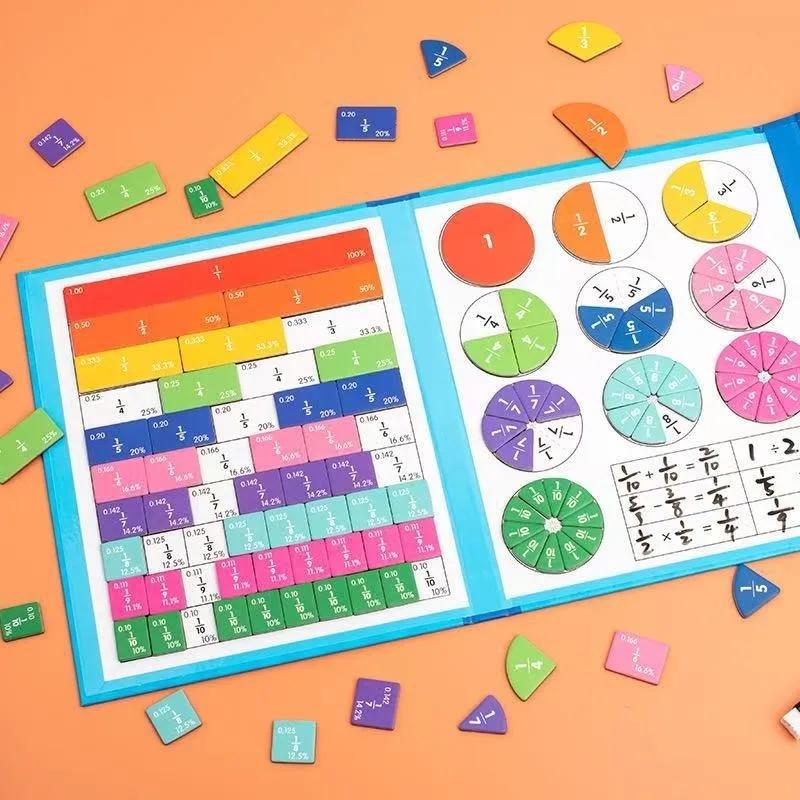 Fractions Learning with Fun Arithmetic Teaching Aid Magnetic Fraction Puzzles Maths Cognitive Educational Toys SXJXYJ02