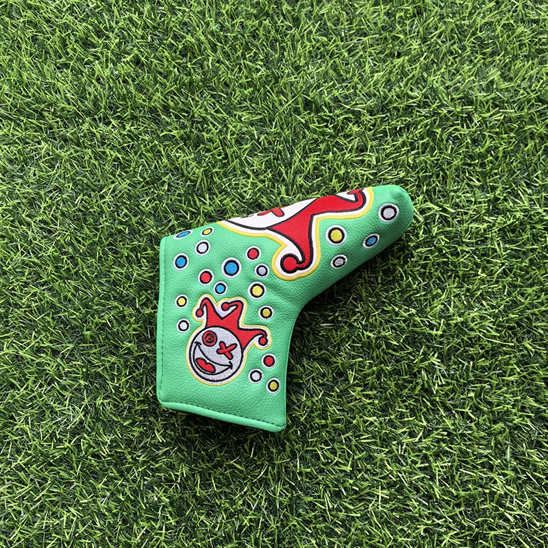 Cartoon clown putter covers Golf club head cover L-shaped linear putter cover head covert The Magnetic