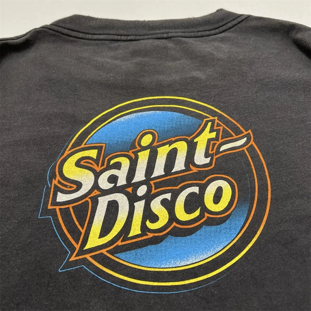 26ss سانت تفلون ديسكو ريترو خمر تي شيرت الرجال النساء 1:1 أفضل نوعية النسيج الثقيل للجنسين المحملة القمم تي شيرت