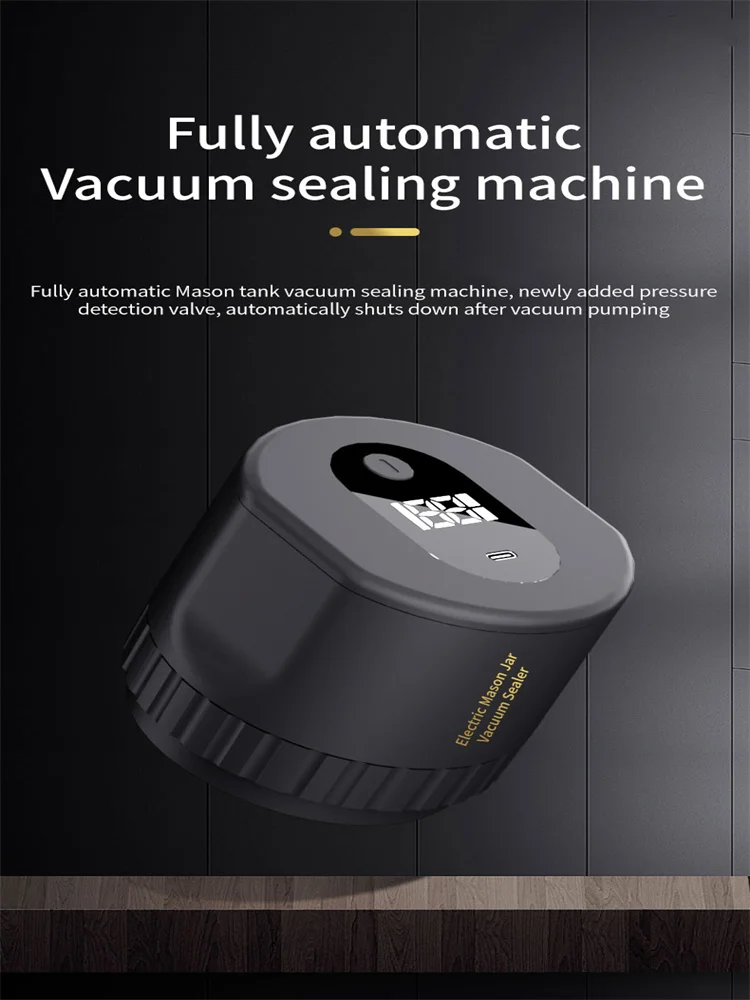 Electric Mason Jar Vacuum Automatic Cordless Vacuum Sealer Kit For Wide-Mouth And Regular-Mouth Jars Food Storage Fermentation