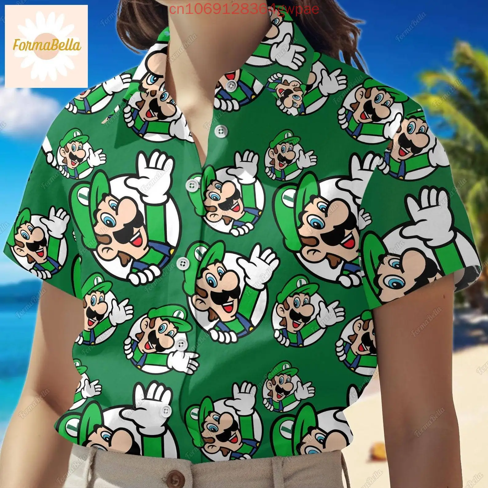 Super Mario Bowser Women's Short Sleeve Hawaiian Shirt Summer Fashion Beach Shirt Princess Peach Casual Sun Protection Shirt