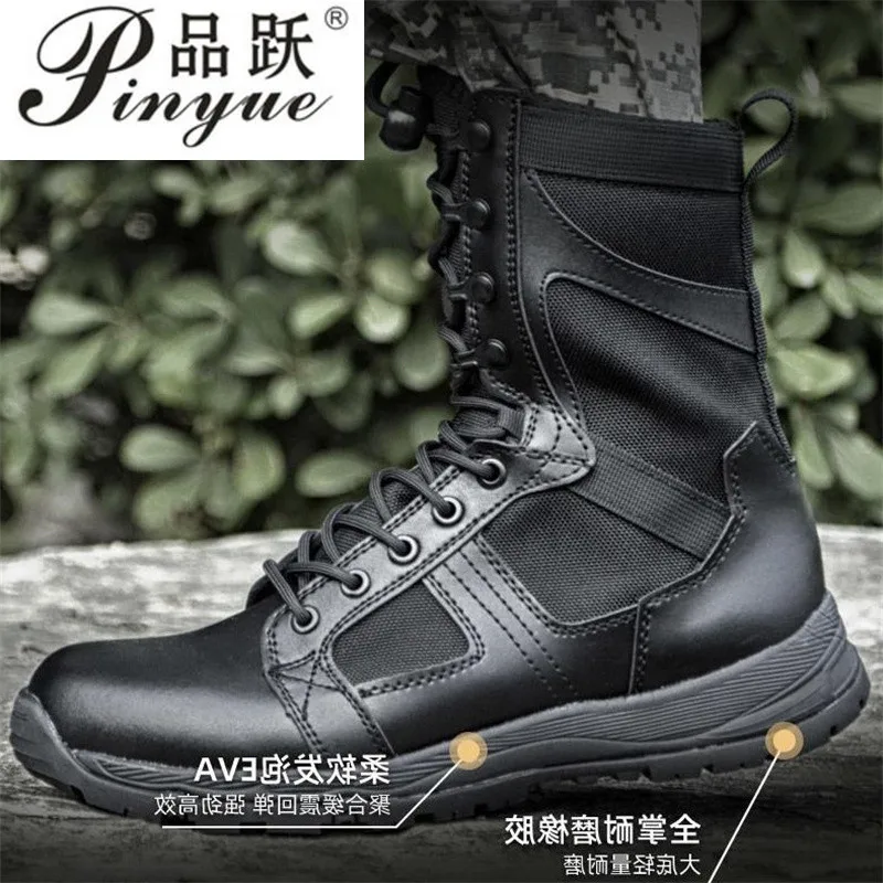 Man Tactical Boots Combat Anti-Collision Training Lace Up Waterproof Outdoor Hiking Breathable Shoes 36-46