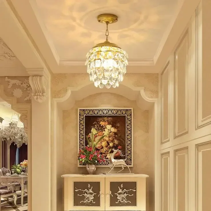 Gold Black Lustre Cristal Light Fixtures  Crystal Chandelier Lighting For Bedroom Study Room Ceiling