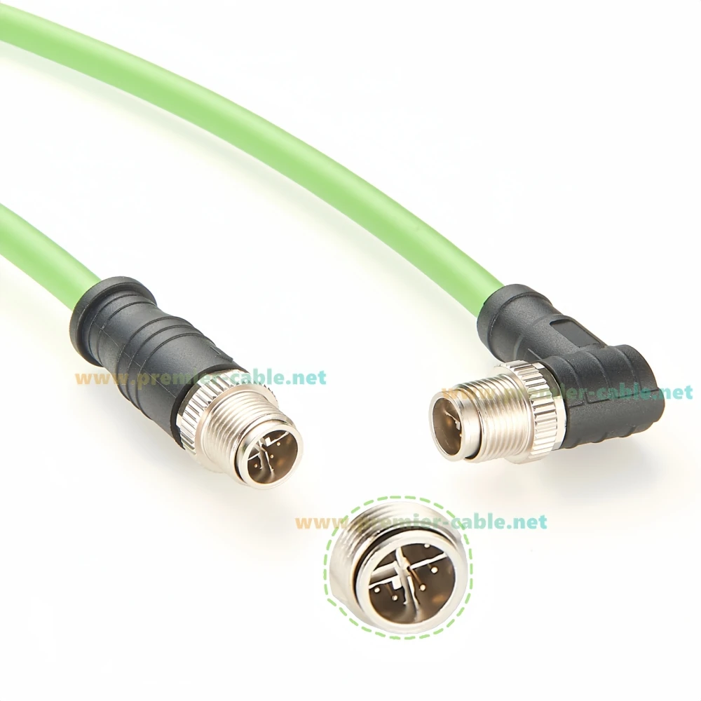 Rechtwinkliges M12 8-Pin X-Coded Stecker-zu-Stecker GigE Vision Kabel IP67 10G Cat6A Ethernet High Flex für Cognex Basler Keyence Kamera – Detail 6