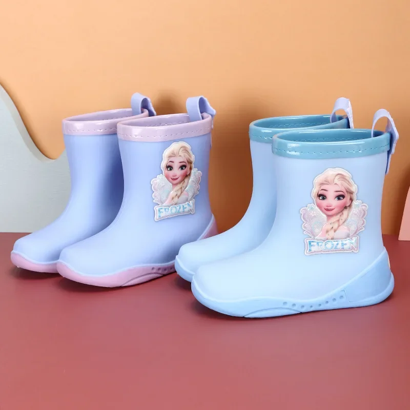 Disney cartoon children boys and girls kids students non-slip tube frozen princess four seasons rain boots water shoes