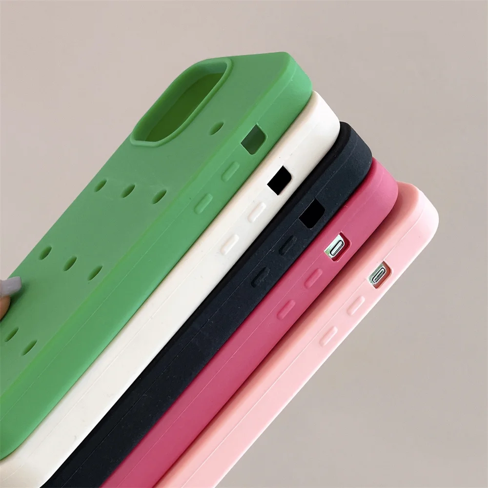 Pure Color With Breathable Hole Style Case dla iPhone 16 15 14 13 12 11 Pro Max 13MINI XS Miękki silikonowy, odporny na wstrząsy modny pokrowiec