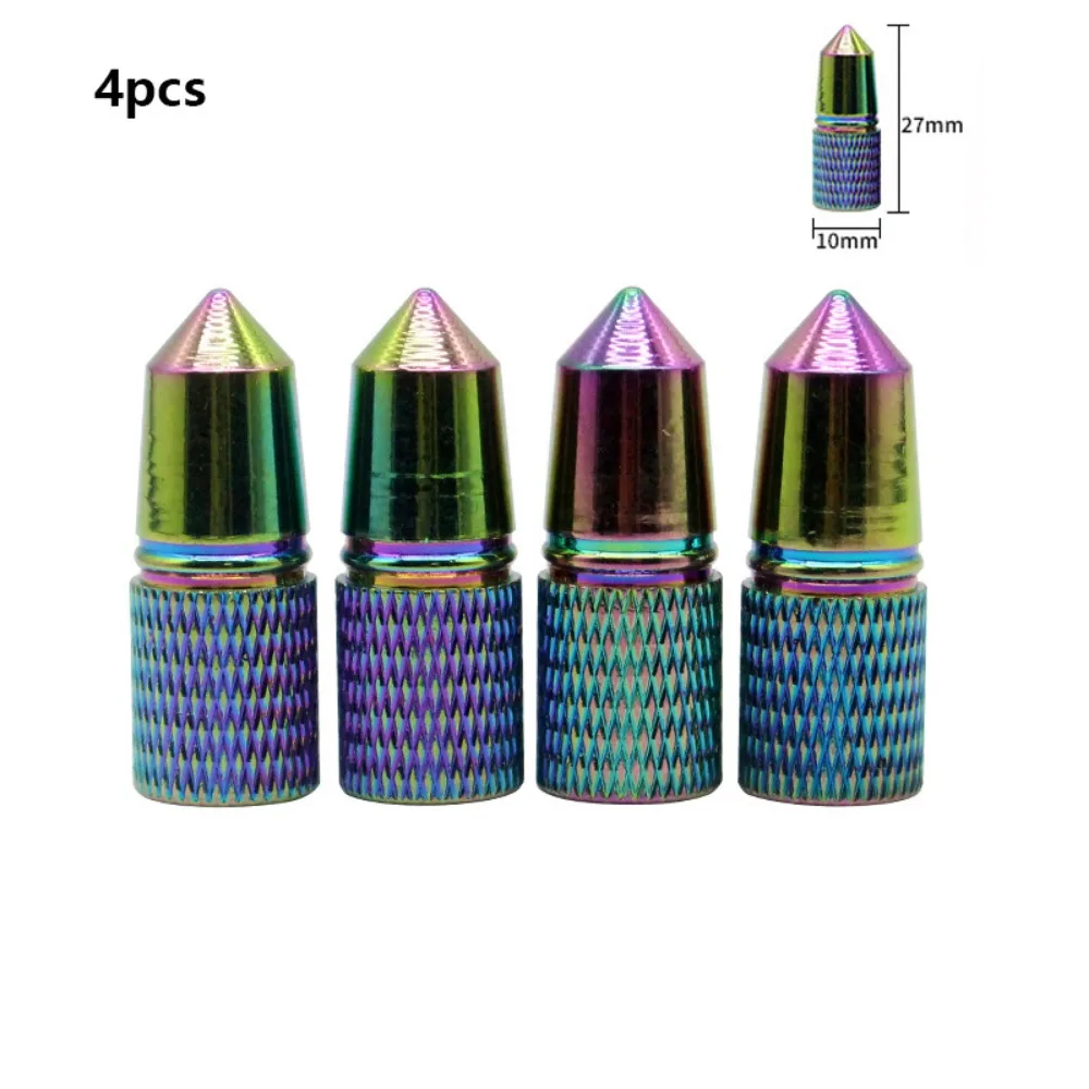 4pcs Aluminum Colorful Car Tire Valve Cap Anti Rust Leak Proof Dust Proof Anodized Tire Valve Caps