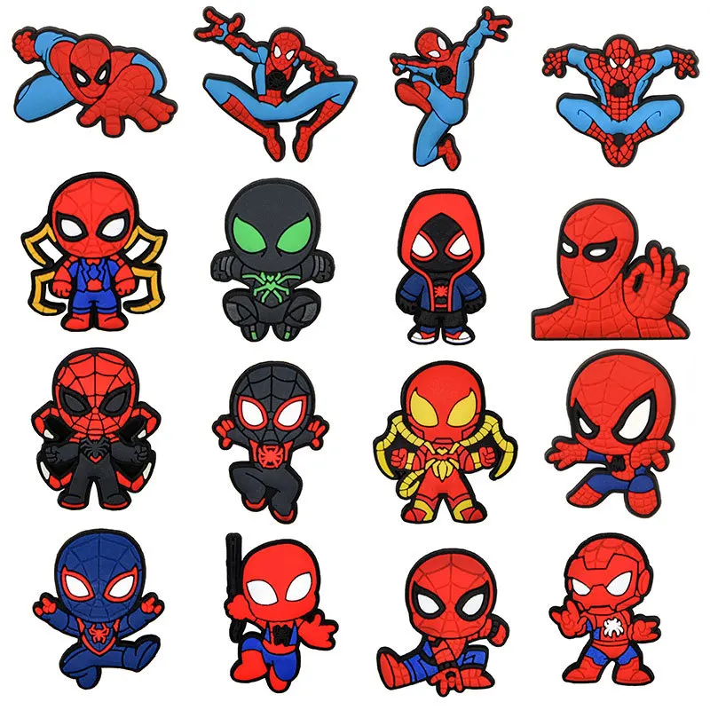 1Pcs Marvel SpiderMan DIY PVC Shoe Croc Buckle Accessories Cartoon Animals Shoes Decoration for Kids Croc Charms Kids Party Gift