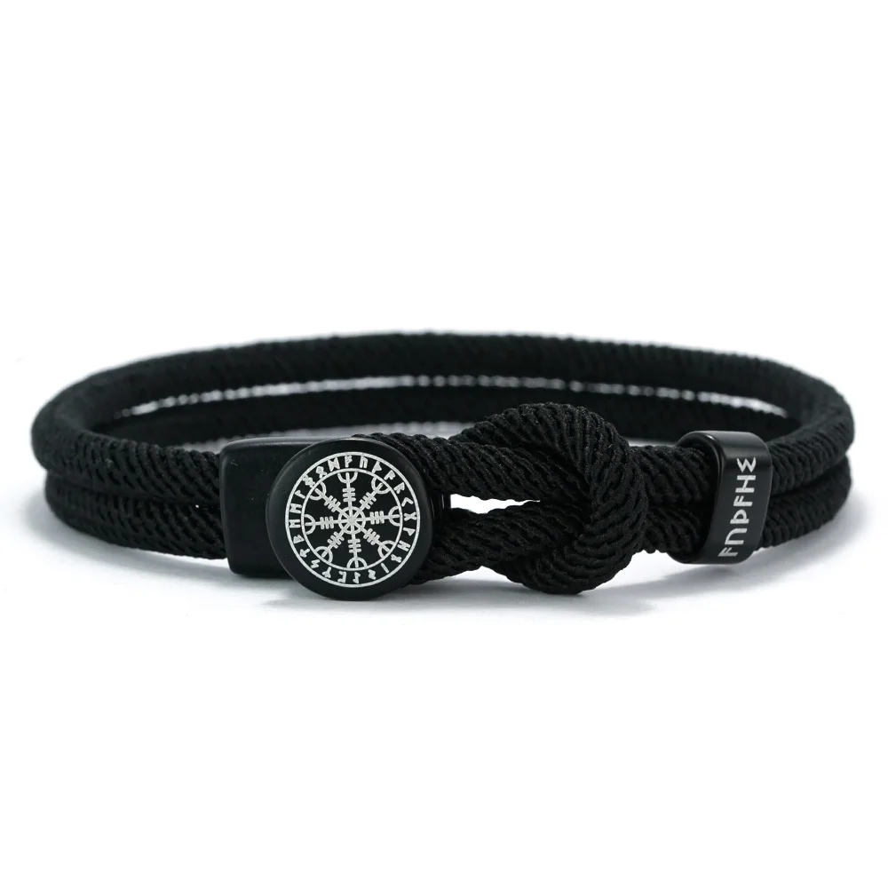 Wikinger-Runen-Amulett Seilarmband für Männer und Frauen Handgefertigtes Geflochtenes Verstellbares Seilarmband Schwarz-Rot Schmuck