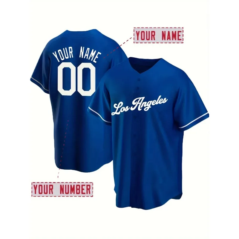 

Customized Name And Number Men's Short Sleeve Stitched Baseball Jersey Comfy Top For Training And Competition Los Angeles