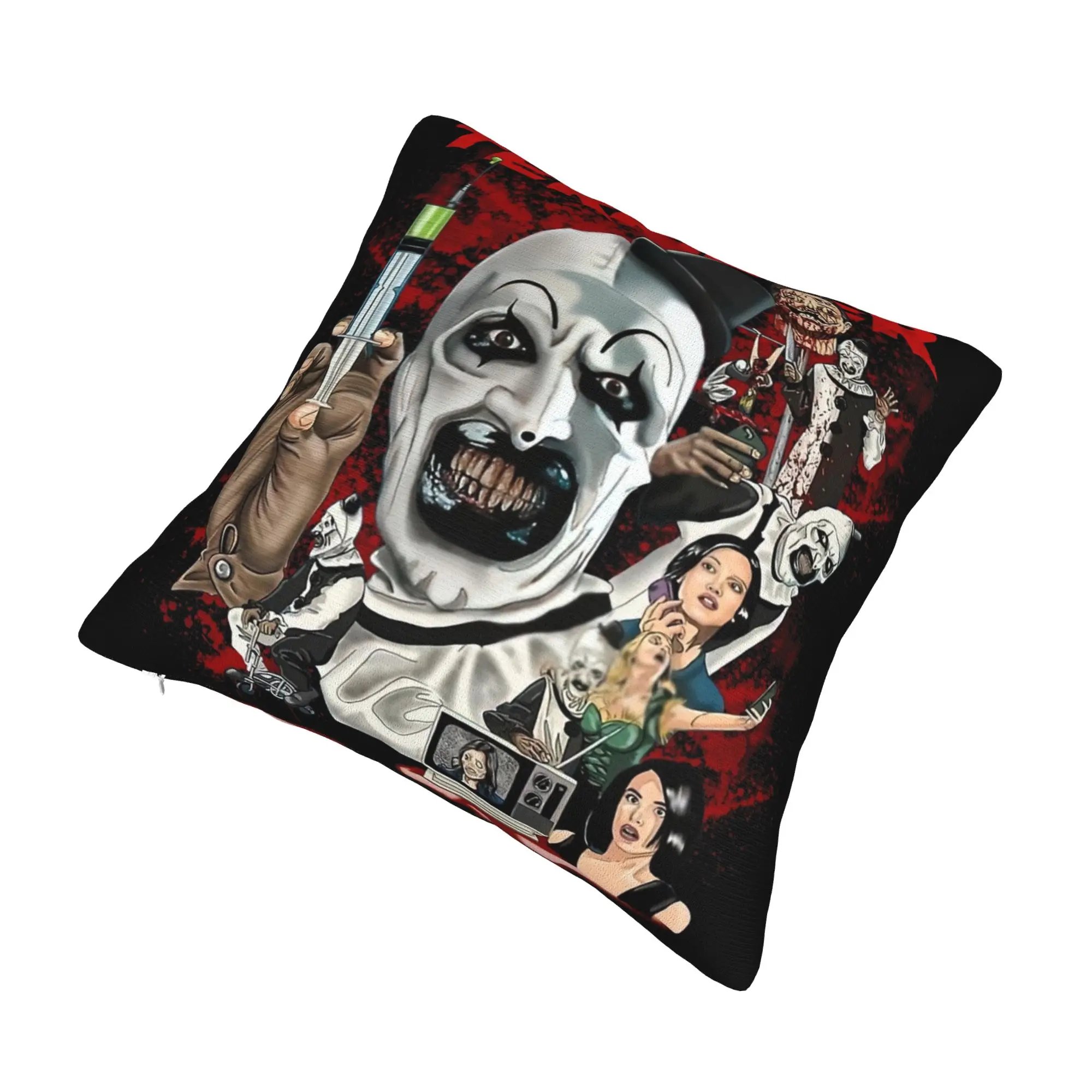 Terrifier Clown Pillowcase Printing Polyester Cushion Cover Gift  Pillow Case Cover Home Zipper 45*45cm