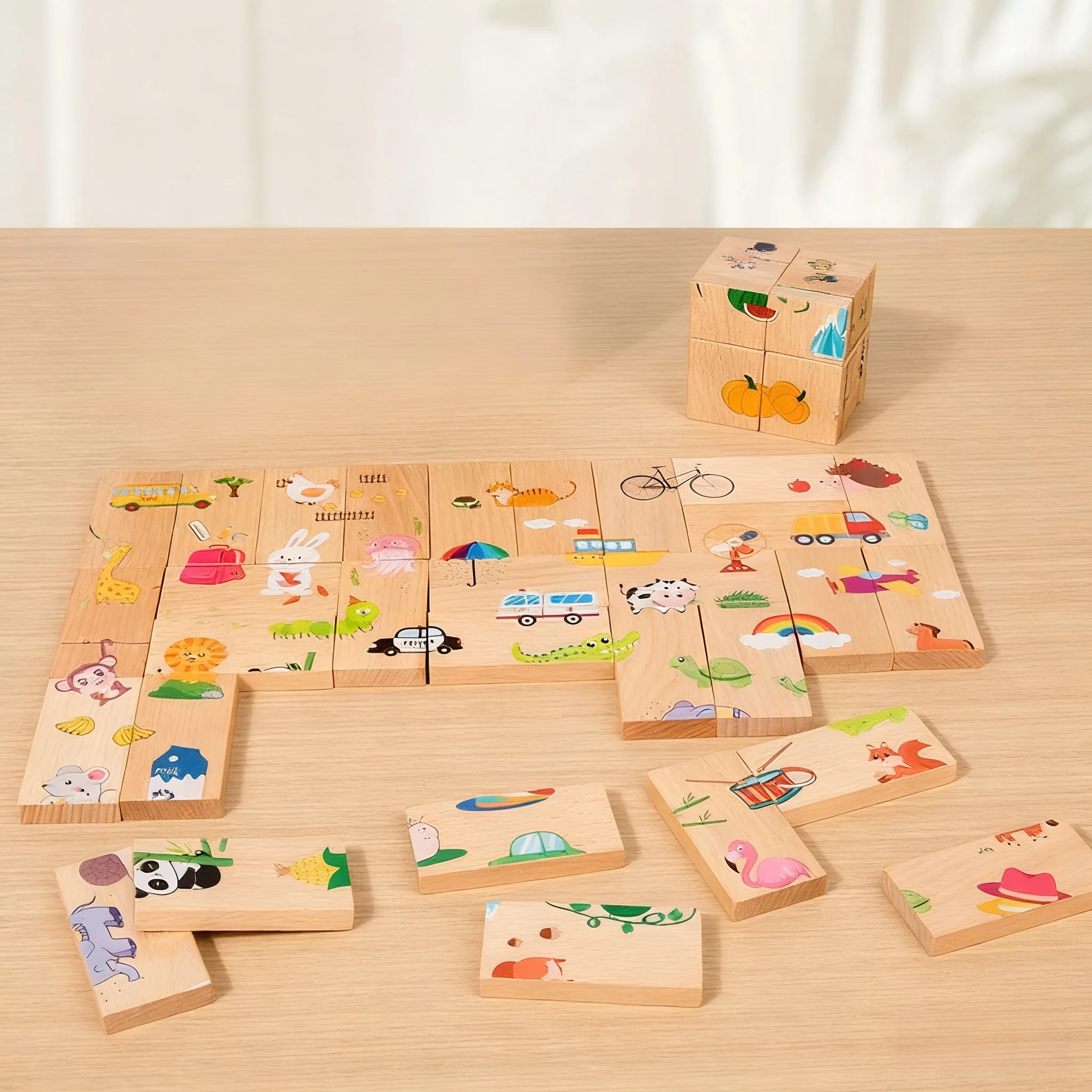 

Montessori Shape Matching Board Game Digital Solitaire Images Animal Fruit Blocks Puzzles Educational Toys For Children Wooden