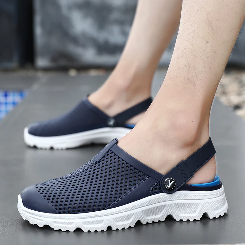 Men Women Summer Sandal 2022  Mesh Mules Breathable Padded Beach Flip Flops Shoes Solid Flat Bath Slippers Outside Mens Slippers