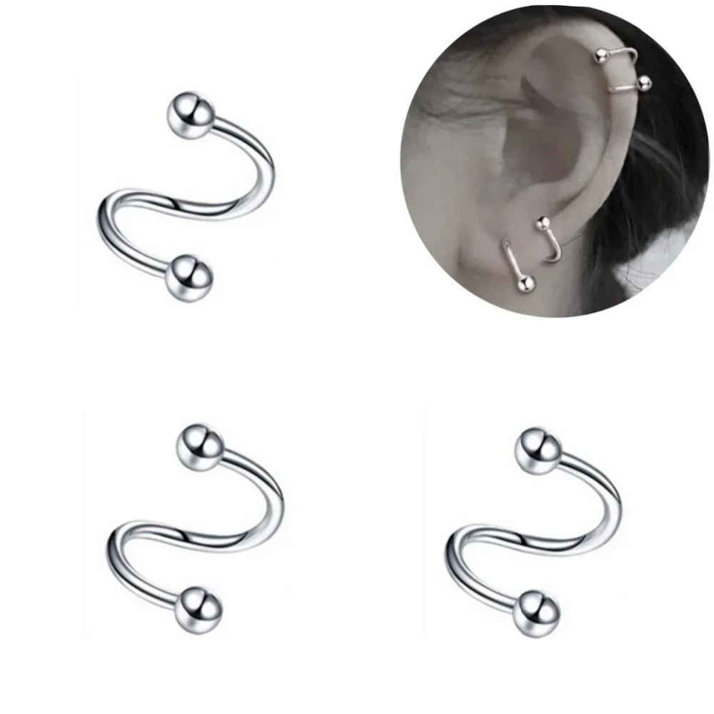 

Bulk 16G 1.2mm Steel Ear Helix Spiral Piercing 6mm 8mm 10mm Inside Round 3mm Ball Ear Tragus Lip Eyebrow Piercing