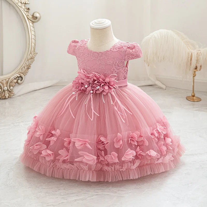 Baby Girl Dress Party Evening Dresses for Kids Birthday Princess Wedding Dress Lace Christening Gown Baby White Baptism Clothing