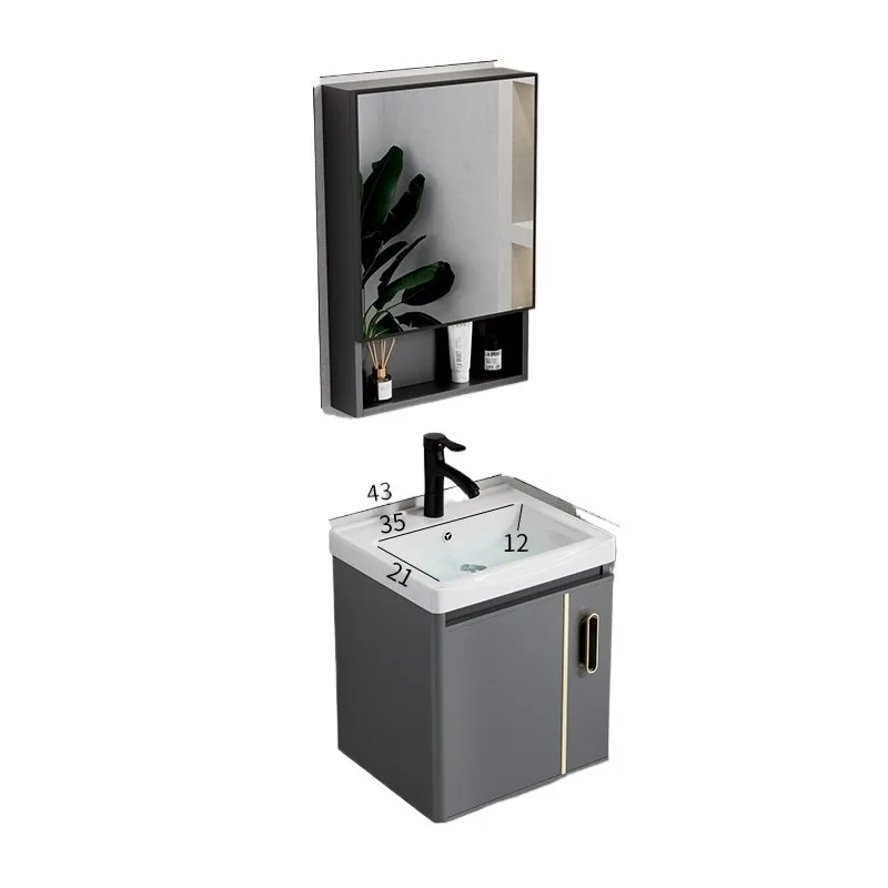 Space aluminum ultra-narrow 40 wide ceramic washbasin bathroom cabinet combination bathroom rock slab basin washbasin