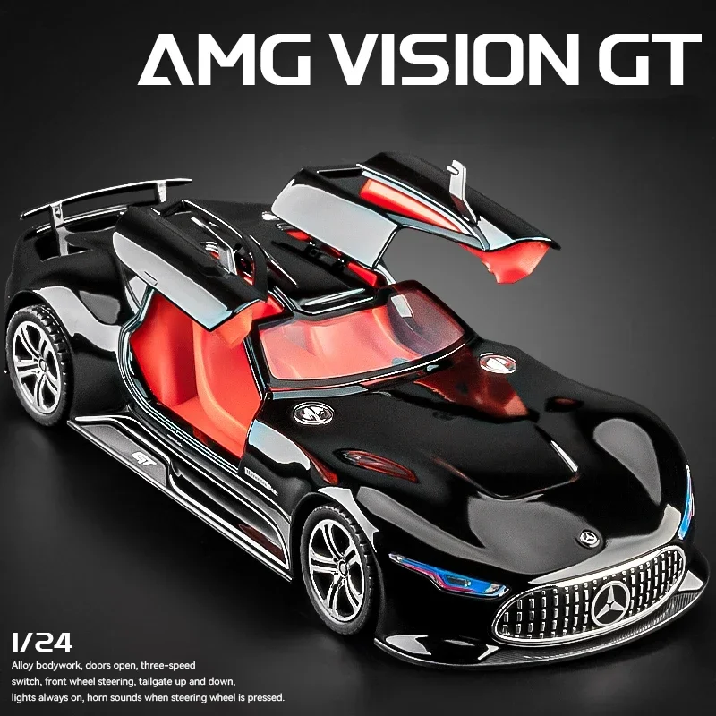 1:24 Mercedes-Benz AMG Vision GT lega auto in miniatura pressofuso modello in metallo collezione suono e luce veicoli giocattolo per bambini regalo C353