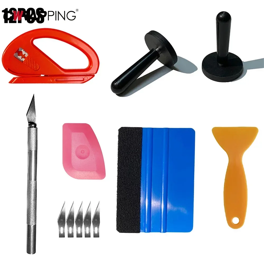 13/12/9Pcs Car Vinyl Wrapping Tools Window Film Tint Tools Auto Wrap Sticks Edge Trimming Squeegee Tinting Felt Edge Squeegee